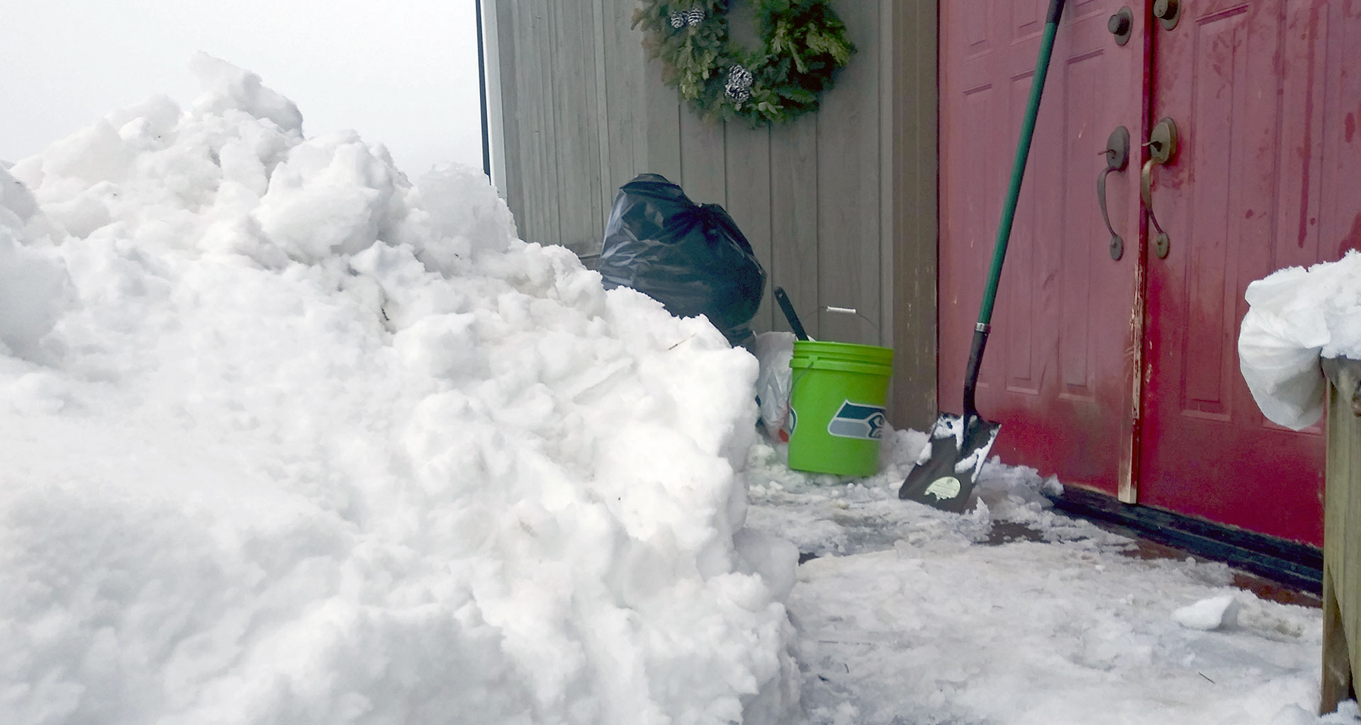 Snow shoveled so door could open